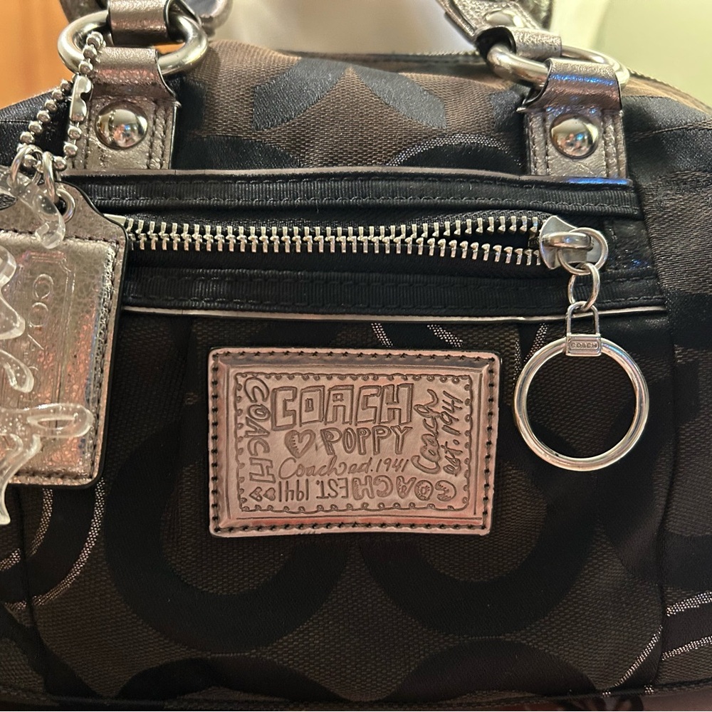 Coach Poppy Black and Silver Handbag